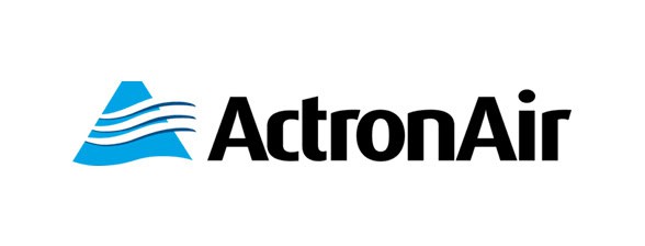 ActronAir logo featuring a blue triangular shape with wavy white lines next to the company name in black text on a white background.