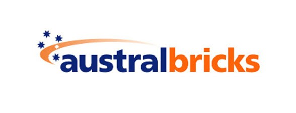 Austral Bricks logo with seven blue stars forming an arc over the words "austral" in blue and "bricks" in orange on a white background.