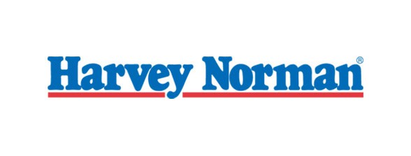 The Harvey Norman logo featuring blue text with a red underline on a white background.